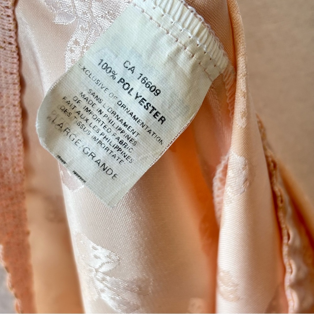 Vintage 80s Barbizon Silk Long Skirt Womens Large Blush Pink Coquette Bows Lace - Picture 11 of 12
